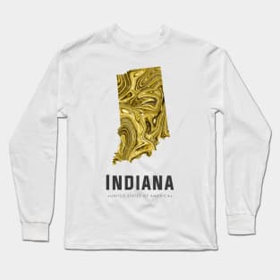 Indiana state map abstract gold Long Sleeve T-Shirt
